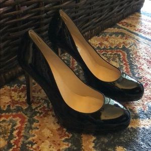 L.K. Bennett black patent pumps